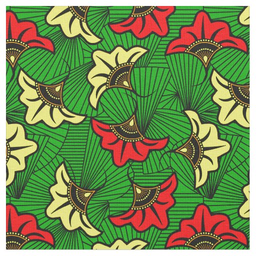 Jamaican Rasta African Biloba Flower Pattern Fabric