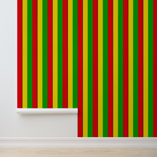 Jamaican Rasta Colored Stripes Patterned Wallpaper