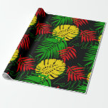 Jamaican Rasta Colors Caribbean Wedding Wrapping Paper<br><div class="desc">Present your tropical Jamaican wedding gifts in this vibrant palm leaves patterned gift wrap,  in bold red,  gold amd green rasta colours</div>