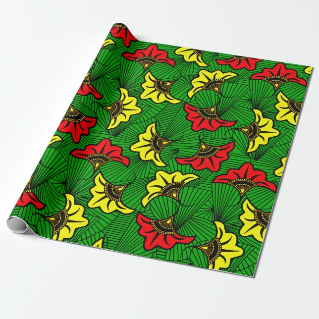 Jamaican Rasta Colors Caribbean Wedding Wrapping Paper (Unrolled)