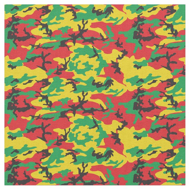 Jamaican Rasta Flag Colored Camouflage Print Fabric (Close Up)