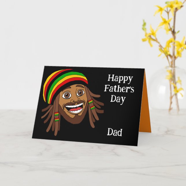 Jamaican Rasta Happy Fathers Day Card (Yellow Flower)