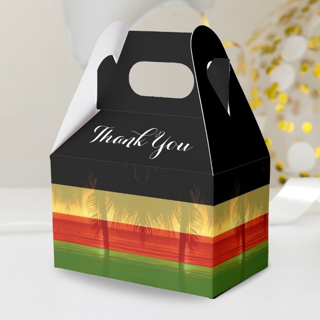 Jamaican Rasta Jamaica Beach Palm Tree Thank You Favor Boxes (Jamaica beach palm tree Jamaican rasta colors thank you favor box)