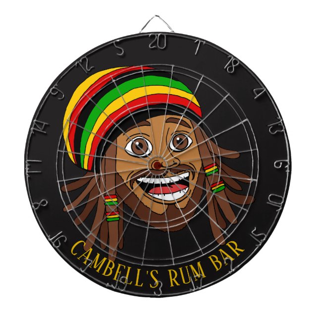 Jamaican Rasta Man Caribbean Sports Bar Dart Board (Front)