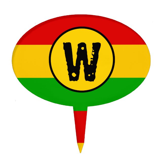 Jamaican Rasta Monogram Birthday Cake Topper (Front)