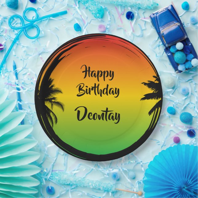 Jamaican Rasta Reggae Caribbean Birthday Paper Plates (Party)