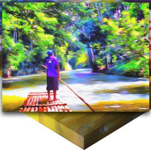 Jamaican River Raft Ride J001 Art Canvas Print