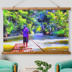 Jamaican River Raft Ride J001 Hanging Tapestry