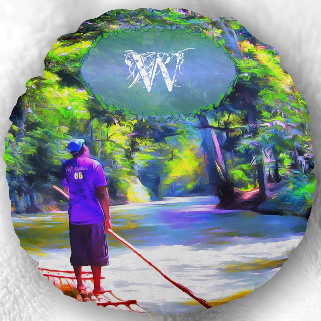 Jamaican River Raft Ride J001 Round Pillow (Creator Uploaded)