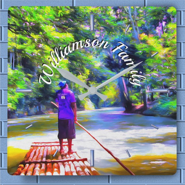 Jamaican River Raft Ride J001 Square Wall Clock (Creator Uploaded)