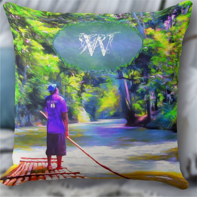 Jamaican River Raft Ride J001 Throw Pillow (Creator Uploaded)