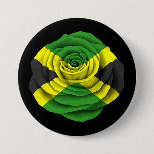 Jamaican Rose Flag on Black Button