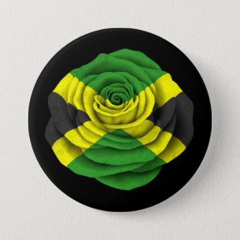 Jamaican Rose Flag On Black Button by JeffBartels at Zazzle