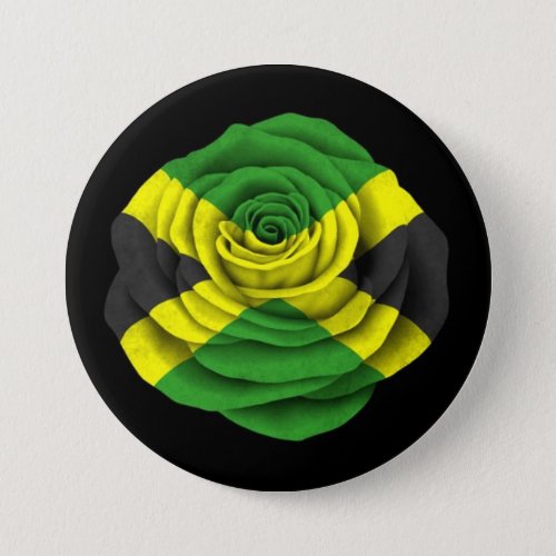 Jamaican Rose Flag on Black Button