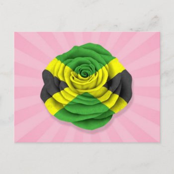 Jamaican Rose Flag On Pink Postcard by JeffBartels at Zazzle