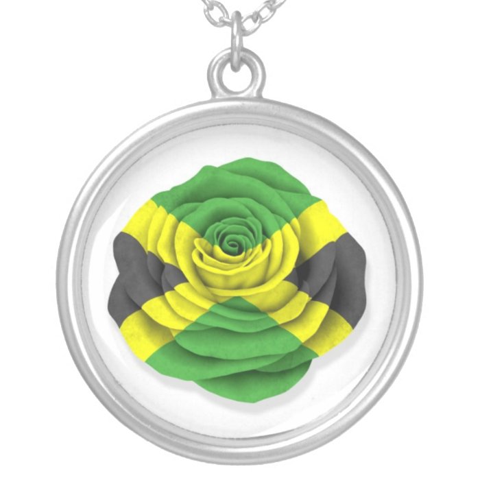 Jamaican Rose Flag on White Pendant