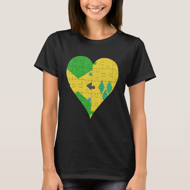 Jamaican Saint Vincentian Flag Heart T-Shirt (Front)