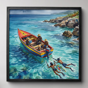 Jamaican spear fishermen peel and stick photo tile