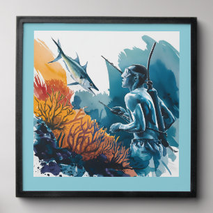 Jamaican spearfisherman pop art peel and stick photo tile