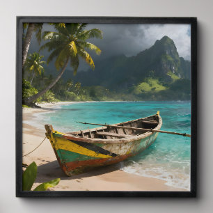 Jamaican spearfishing boat peel and stick photo tile