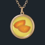 Jamaican Spicy Beef Patty Patties Jamaica Pastry Gold Plated Necklace<br><div class="desc">Design features an original marker illustration of a pair of golden-yellow spicy Jamaican beef patty pastries. Great for anyone who loves Jamaica or is a fan of Jamaican cuisine. Lots of additional illustrated foodie designs are available from this shop. Don't see exactly what you're looking for? Contact Rebecca to have...</div>