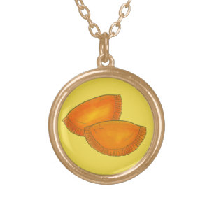 Jamaican Spicy Beef Patty Patties Jamaica Pastry Gold Plated Necklace