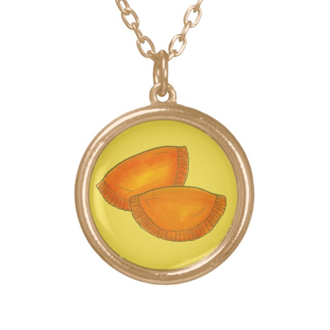 Jamaican Spicy Beef Patty Patties Jamaica Pastry Gold Plated Necklace (Front)