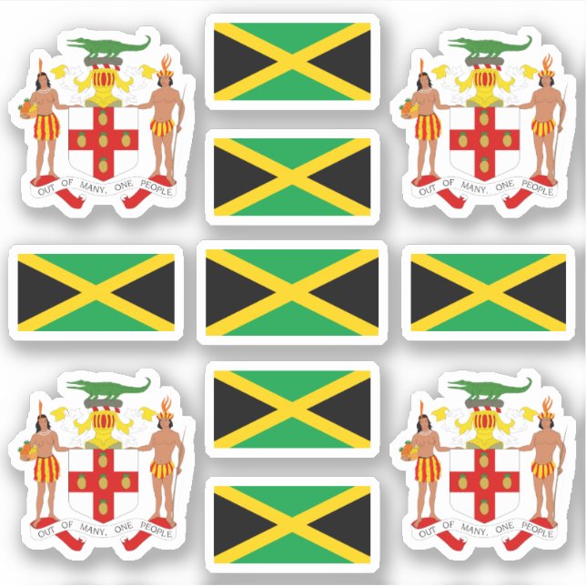Jamaican state symbols / coat of arms and flag sticker (Front)