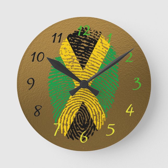 Jamaican touch fingerprint flag round clock (Front)
