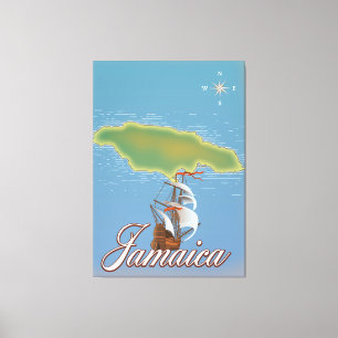 Jamaican Travel Island map Canvas Print