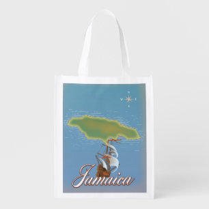 Jamaican Travel Island map Grocery Bag