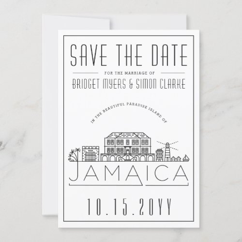 Jamaican Wedding Stylized Skyline Save the Date Invitation
