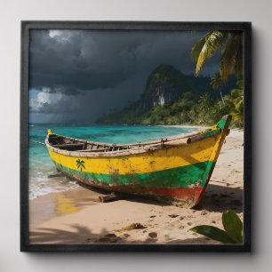 Jamaican wooden fishing boat peel and stick photo tile