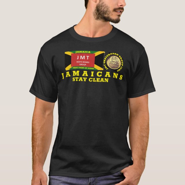 JAMAICANS STAY CLEAN  Basic Dark T-Shirt (Front)