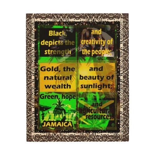 Jamaicas Flag Colors Definition Wood Wall Art 2