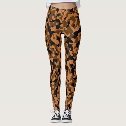 Jambalaya Copper Brown Black Camou Camouflage  Leggings