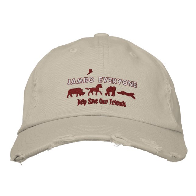 Jambo Everyone Help save endangered animals Embroidered Baseball Cap (Front)