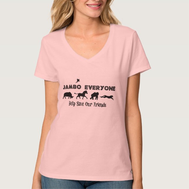 Jambo Everyone Help save endangered animals T-Shirt (Front)