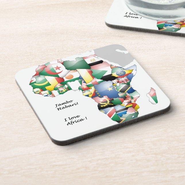Jambo Habari Africa ! I Love Africa Beverage Coaster (Left Side)