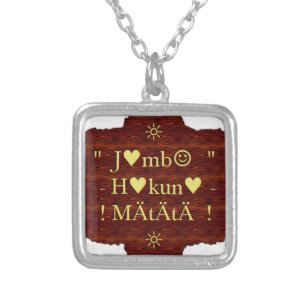 Jambo Hakuna Matata: African Art Print/Graphic Silver Plated Necklace