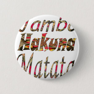 Jambo Hakuna Matata African Vintage Art Print Button