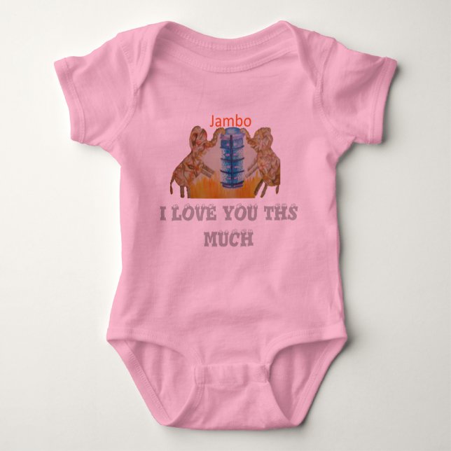 Jambo Jumbo African Kids Elephants Art Print Baby Bodysuit (Front)