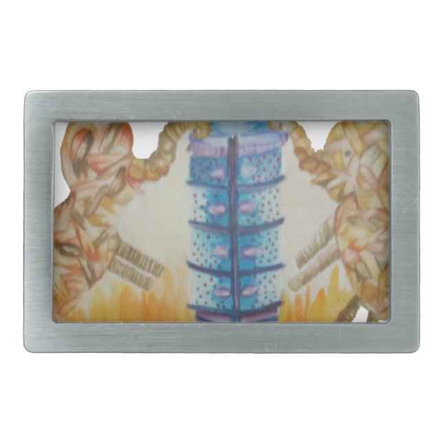 Jambo Jumbo African Kids Elephants Art Print Belt Buckle (Front)