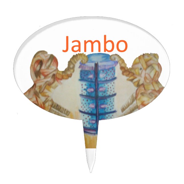Jambo Jumbo African Kids Elephants Art Print Cake Topper (Front)