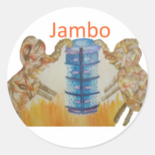 Jambo Jumbo African Kids Elephants Art Print Classic Round Sticker