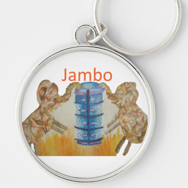 Jambo Jumbo African Kids Elephants Art Print Keychain (Front)