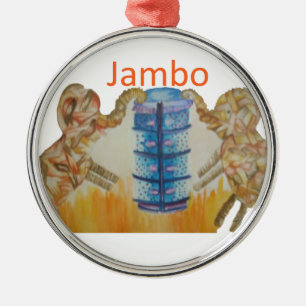 Jambo Jumbo African Kids Elephants Art Print Metal Ornament