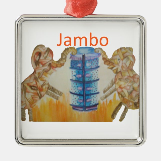 Jambo Jumbo African Kids Elephants Art Print Metal Ornament (Front)