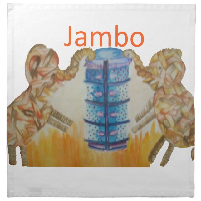 Jambo Jumbo African Kids Elephants Art Print Napkin (Front)