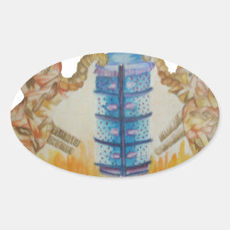 Jambo Jumbo African Kids Elephants Art Print Oval Sticker